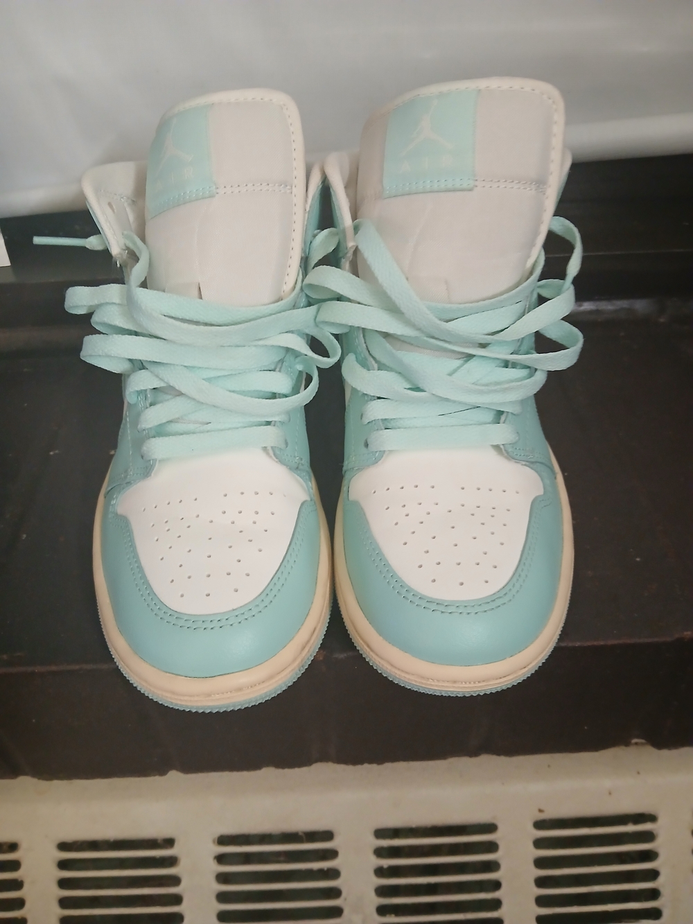 Nike Mint Green and White High-Top Sneakers